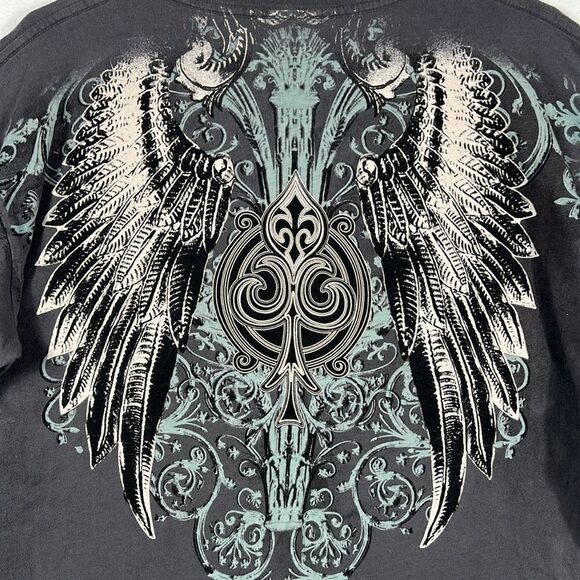 🔥🔥 NOBILITY Affliction Y2K Dark Gray Graphic Grunge Tee Men Size XL - EXCELLEN - Picture 9 of 10